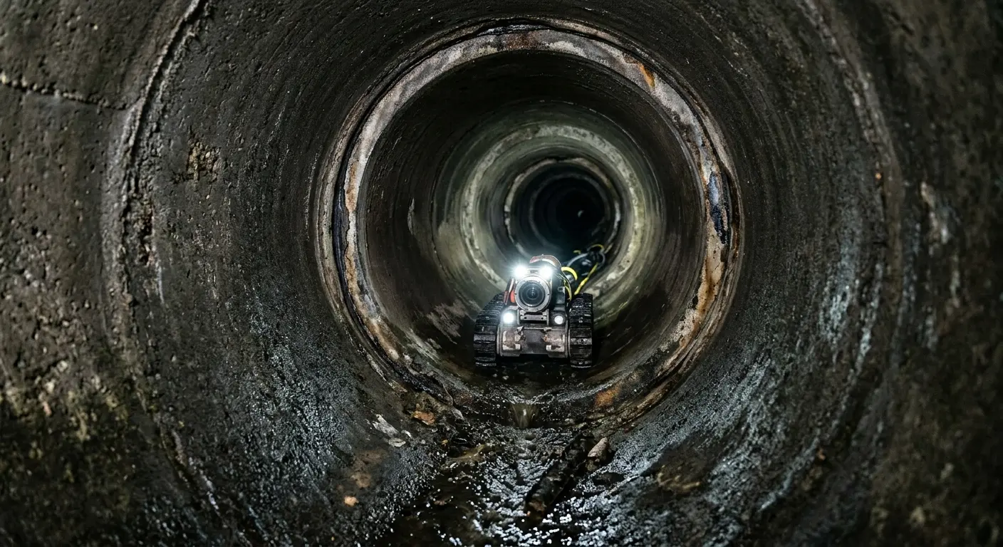 Robotic sewer camera inspecting pipe interior for Drain Snake Service in Spring Lake Park